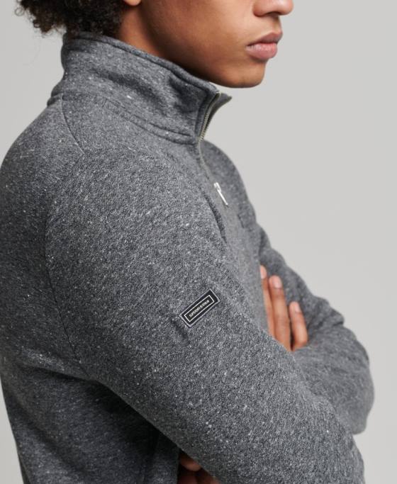 Superdry hanorac henley cu fermoar cu logo vintage din bumbac organic îmbrăcăminte gri inchis bărbați JX0Z5105