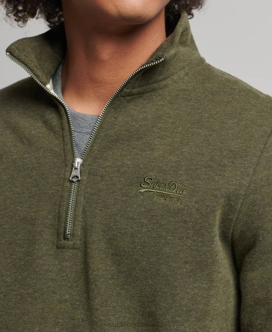 Superdry hanorac henley cu fermoar cu logo vintage din bumbac organic îmbrăcăminte kaki bărbați JX0Z5122