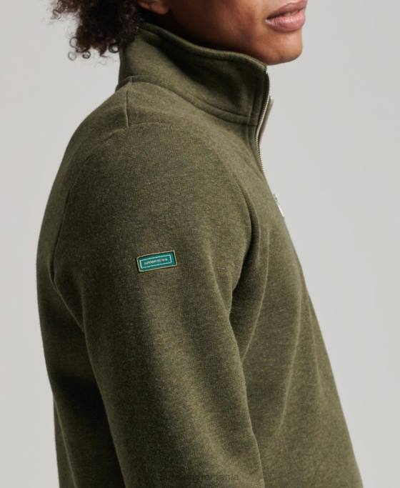 Superdry hanorac henley cu fermoar cu logo vintage din bumbac organic îmbrăcăminte kaki bărbați JX0Z5122