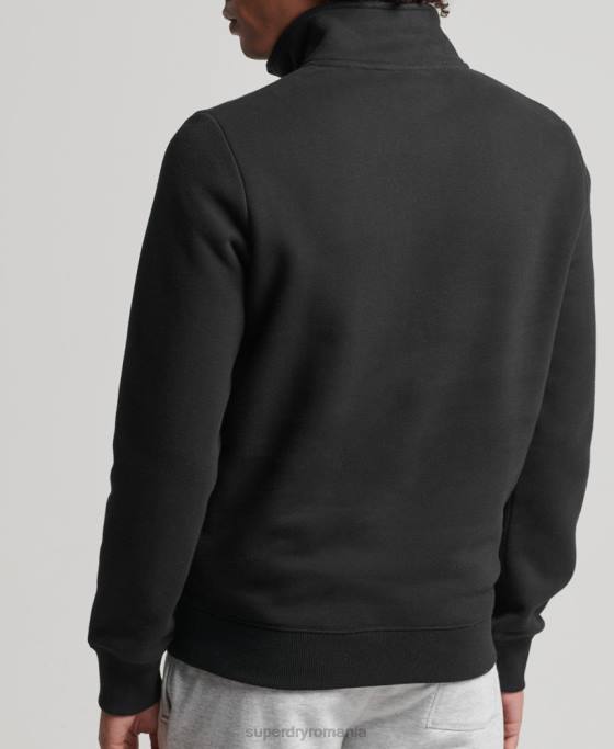 Superdry hanorac henley cu fermoar cu logo vintage din bumbac organic îmbrăcăminte negru bărbați JX0Z5047