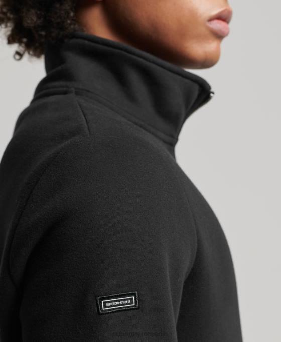 Superdry hanorac henley cu fermoar cu logo vintage din bumbac organic îmbrăcăminte negru bărbați JX0Z5047