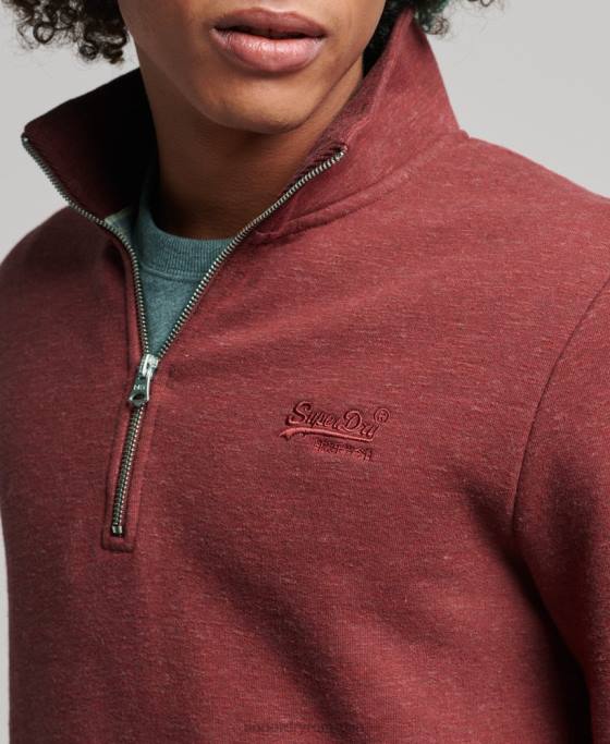 Superdry hanorac henley cu fermoar cu logo vintage din bumbac organic îmbrăcăminte roșu bărbați JX0Z5034