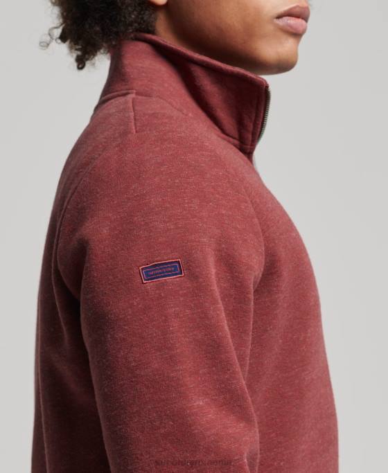 Superdry hanorac henley cu fermoar cu logo vintage din bumbac organic îmbrăcăminte roșu bărbați JX0Z5034