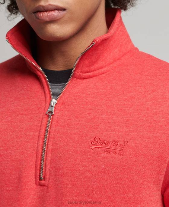 Superdry hanorac henley cu fermoar cu logo vintage din bumbac organic îmbrăcăminte roșu bărbați JX0Z5071
