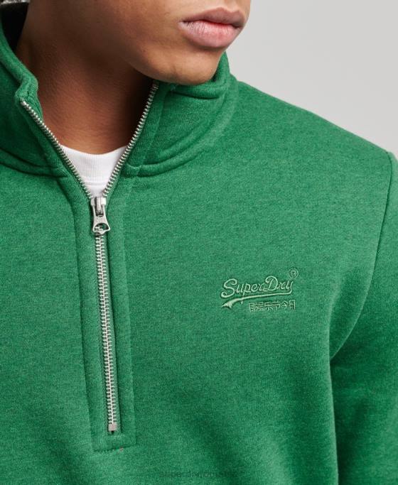 Superdry hanorac henley cu fermoar cu logo vintage din bumbac organic îmbrăcăminte verde bărbați JX0Z5133