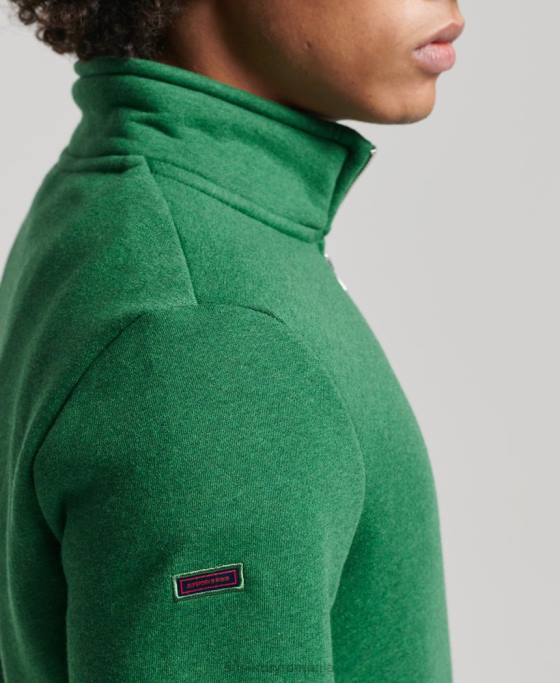 Superdry hanorac henley cu fermoar cu logo vintage din bumbac organic îmbrăcăminte verde bărbați JX0Z5133