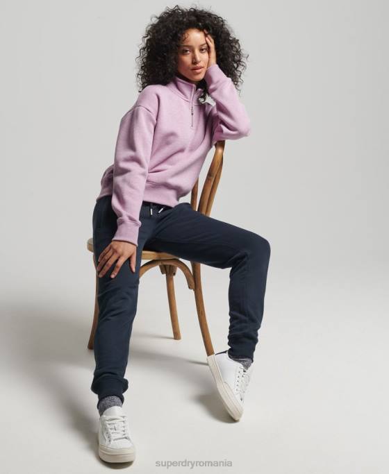 Superdry hanorac henley cu logo vintage din bumbac organic îmbrăcăminte Violet femei JX0Z5926