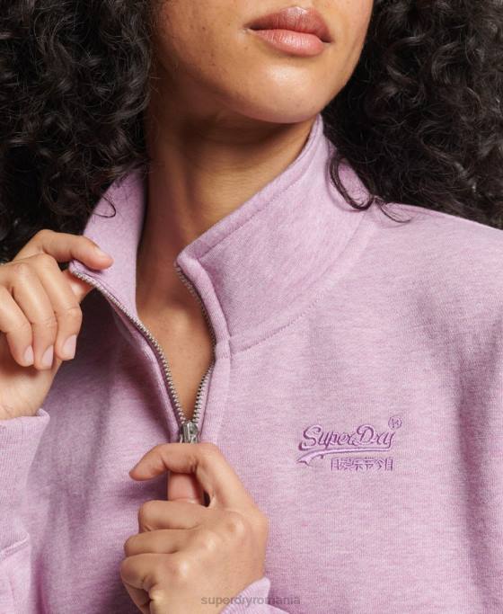 Superdry hanorac henley cu logo vintage din bumbac organic îmbrăcăminte Violet femei JX0Z5926