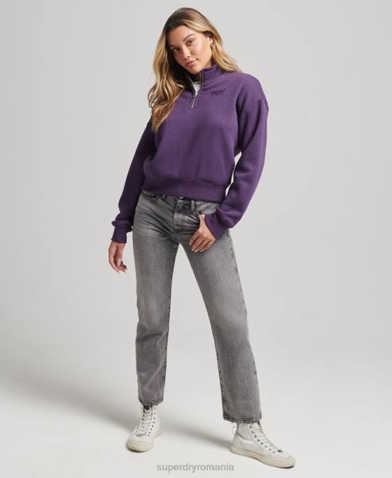 Superdry hanorac henley cu logo vintage din bumbac organic îmbrăcăminte Violet femei JX0Z5999