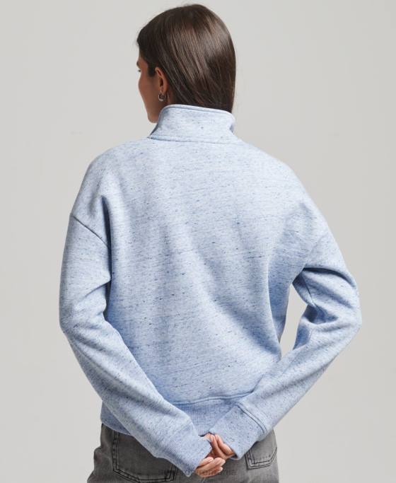 Superdry hanorac henley cu logo vintage din bumbac organic îmbrăcăminte albastru deschis femei JX0Z6105