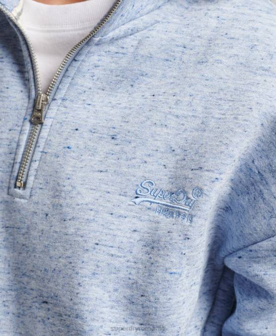 Superdry hanorac henley cu logo vintage din bumbac organic îmbrăcăminte albastru deschis femei JX0Z6105