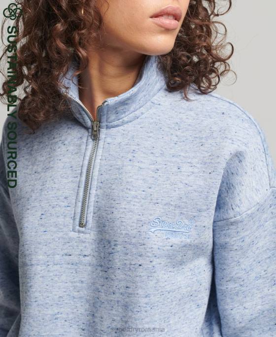 Superdry hanorac henley cu logo vintage din bumbac organic îmbrăcăminte albastru deschis femei JX0Z6711