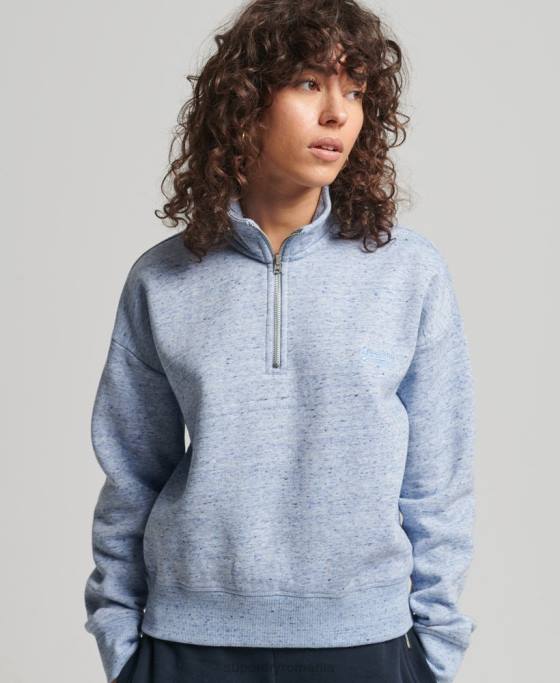 Superdry hanorac henley cu logo vintage din bumbac organic îmbrăcăminte albastru deschis femei JX0Z6711