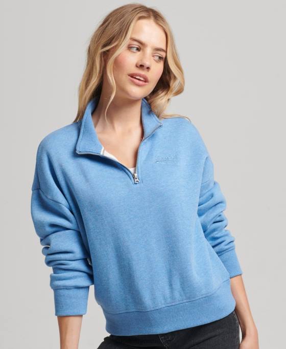 Superdry hanorac henley cu logo vintage din bumbac organic îmbrăcăminte albastru femei JX0Z6011