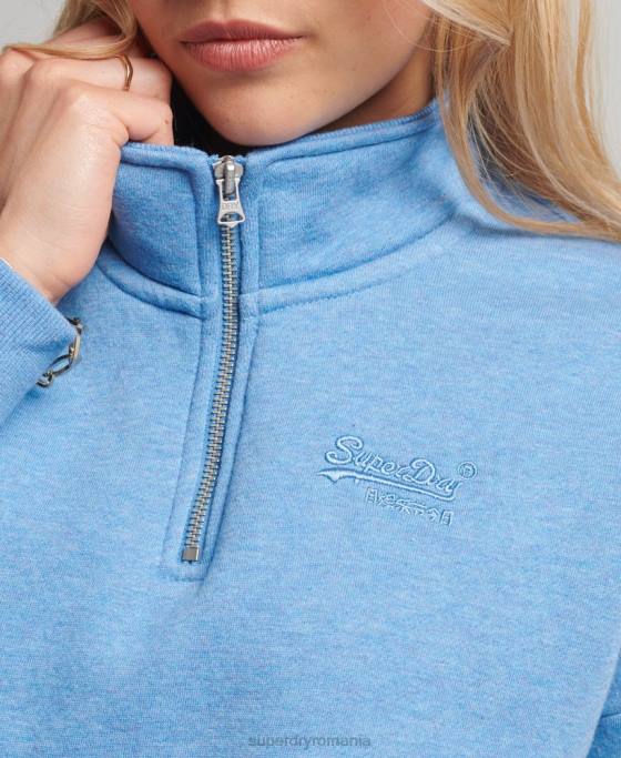 Superdry hanorac henley cu logo vintage din bumbac organic îmbrăcăminte albastru femei JX0Z6011