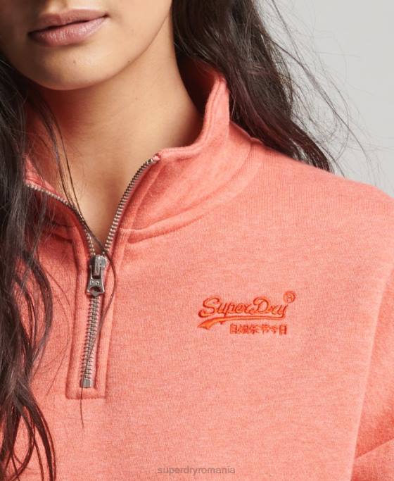 Superdry hanorac henley cu logo vintage din bumbac organic îmbrăcăminte coral femei JX0Z6008