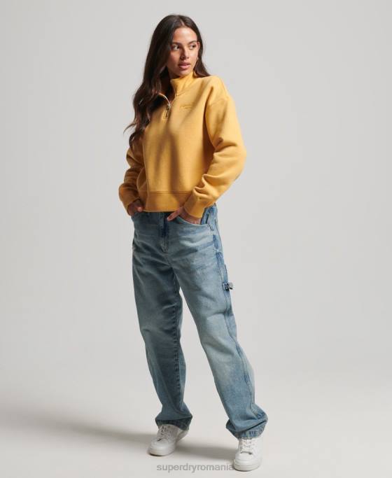 Superdry hanorac henley cu logo vintage din bumbac organic îmbrăcăminte galben femei JX0Z3372