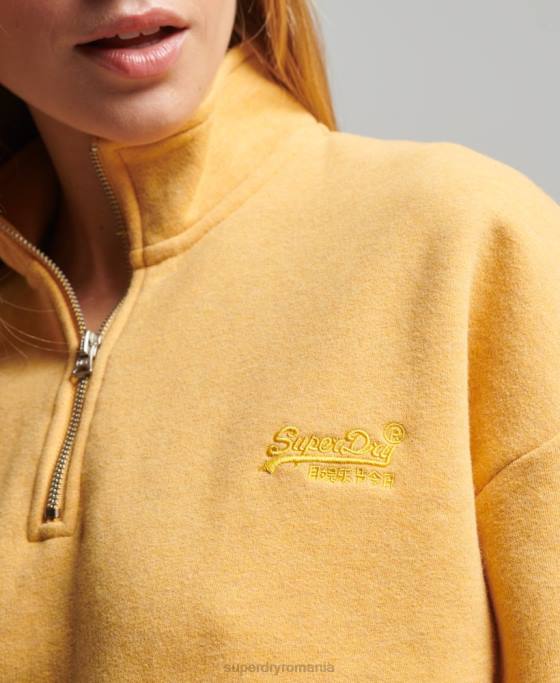 Superdry hanorac henley cu logo vintage din bumbac organic îmbrăcăminte galben femei JX0Z3471