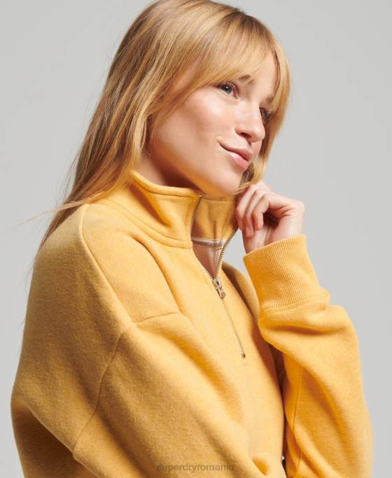 Superdry hanorac henley cu logo vintage din bumbac organic îmbrăcăminte galben femei JX0Z6015