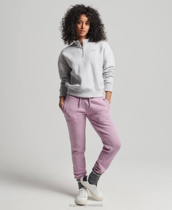 Superdry hanorac henley cu logo vintage din bumbac organic îmbrăcăminte gri deschis femei JX0Z5883