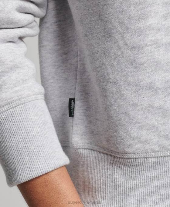 Superdry hanorac henley cu logo vintage din bumbac organic îmbrăcăminte gri deschis femei JX0Z5883