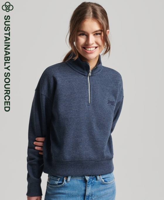 Superdry hanorac henley cu logo vintage din bumbac organic îmbrăcăminte marina femei JX0Z5845