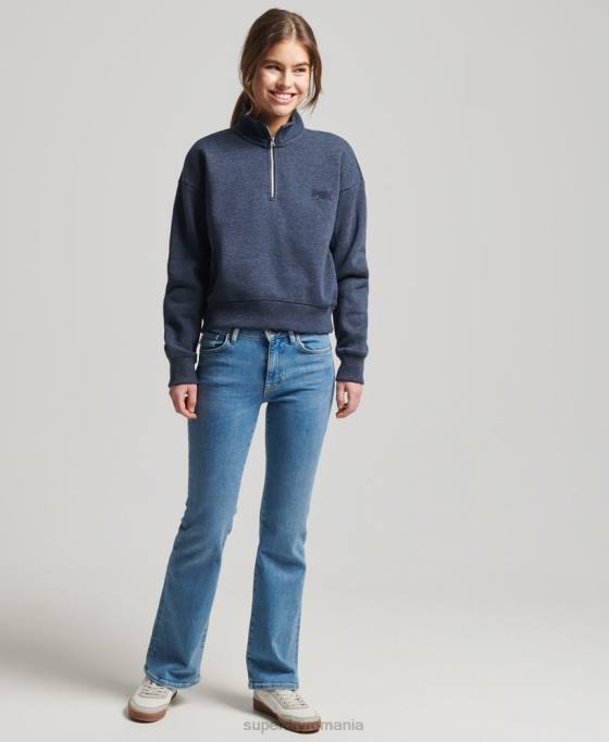 Superdry hanorac henley cu logo vintage din bumbac organic îmbrăcăminte marina femei JX0Z5845