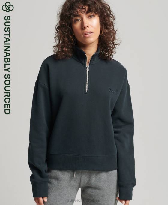 Superdry hanorac henley cu logo vintage din bumbac organic îmbrăcăminte marina femei JX0Z6649