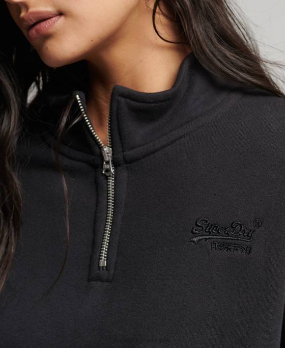 Superdry hanorac henley cu logo vintage din bumbac organic îmbrăcăminte negru femei JX0Z5794