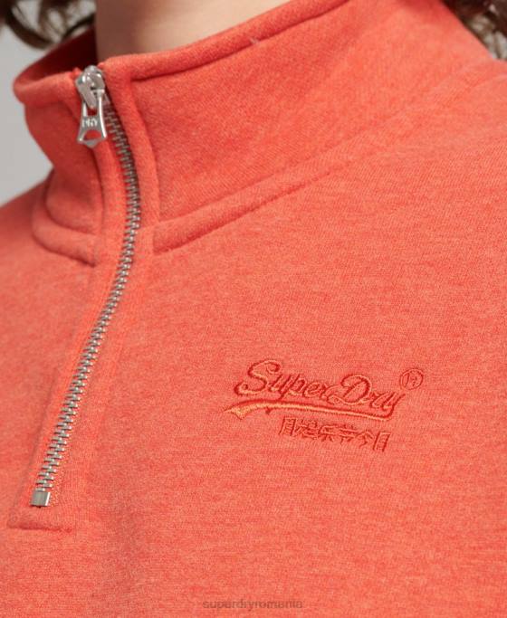 Superdry hanorac henley cu logo vintage din bumbac organic îmbrăcăminte portocale femei JX0Z5891