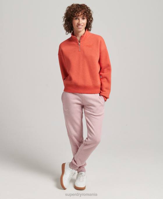 Superdry hanorac henley cu logo vintage din bumbac organic îmbrăcăminte portocale femei JX0Z5891