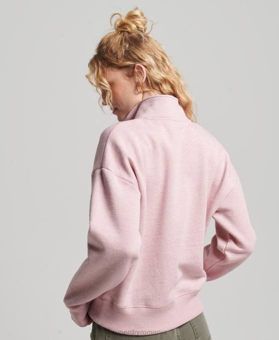 Superdry hanorac henley cu logo vintage din bumbac organic îmbrăcăminte roz femei JX0Z3404