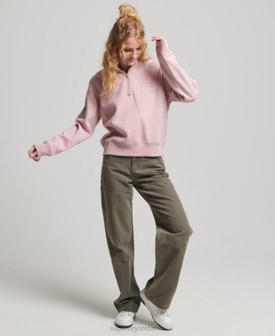Superdry hanorac henley cu logo vintage din bumbac organic îmbrăcăminte roz femei JX0Z3404