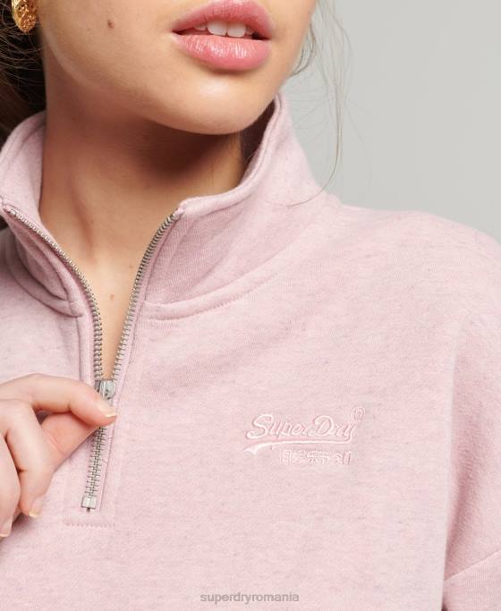 Superdry hanorac henley cu logo vintage din bumbac organic îmbrăcăminte roz femei JX0Z5886