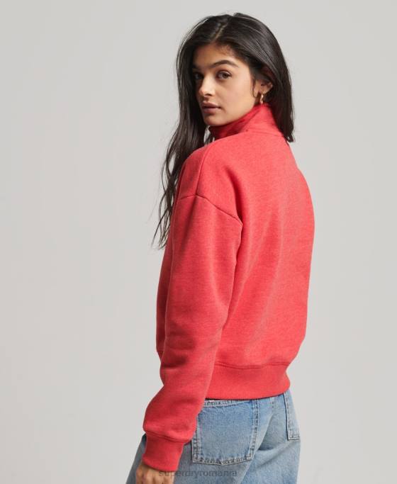 Superdry hanorac henley cu logo vintage din bumbac organic îmbrăcăminte roșu femei JX0Z5795