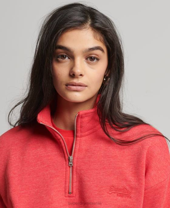 Superdry hanorac henley cu logo vintage din bumbac organic îmbrăcăminte roșu femei JX0Z5795