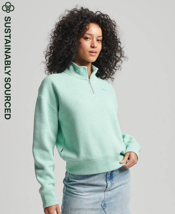 Superdry hanorac henley cu logo vintage din bumbac organic îmbrăcăminte verde femei JX0Z5893