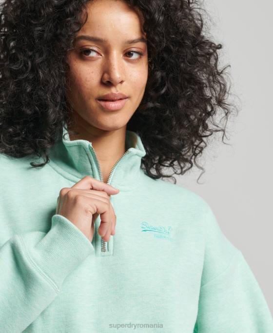 Superdry hanorac henley cu logo vintage din bumbac organic îmbrăcăminte verde femei JX0Z5893