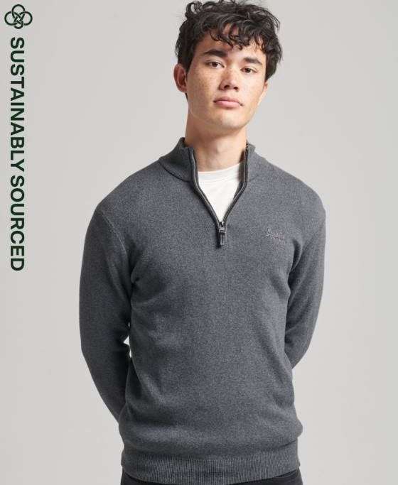 Superdry hanorac henley din bumbac organic brodat îmbrăcăminte gri bărbați JX0Z6456