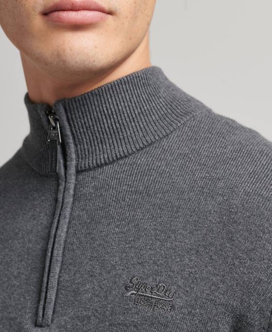 Superdry hanorac henley din bumbac organic brodat îmbrăcăminte gri bărbați JX0Z6456