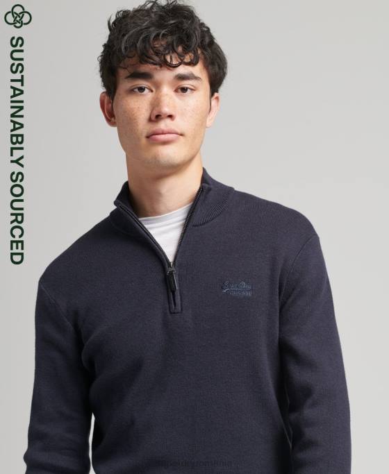 Superdry hanorac henley din bumbac organic brodat îmbrăcăminte marina bărbați JX0Z5308