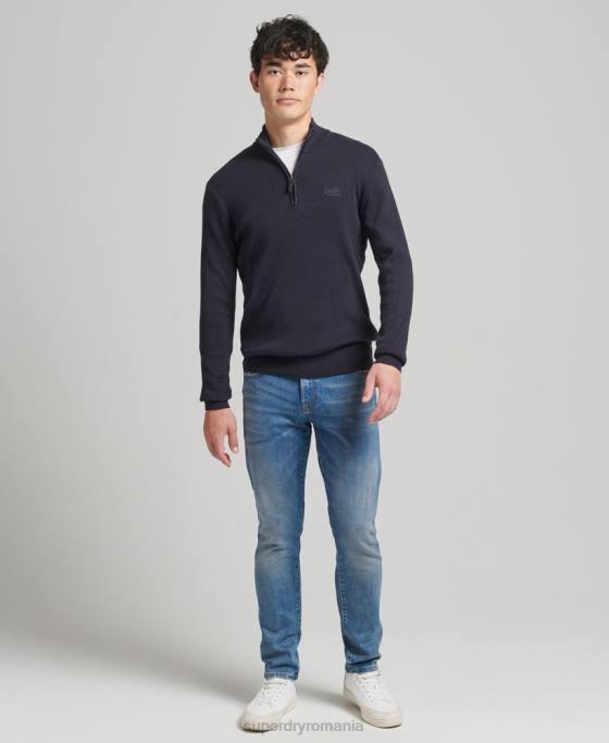 Superdry hanorac henley din bumbac organic brodat îmbrăcăminte marina bărbați JX0Z5308