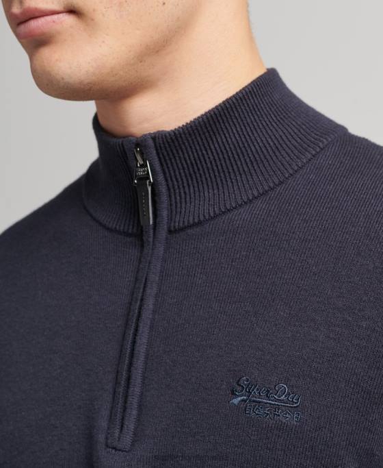 Superdry hanorac henley din bumbac organic brodat îmbrăcăminte marina bărbați JX0Z5308