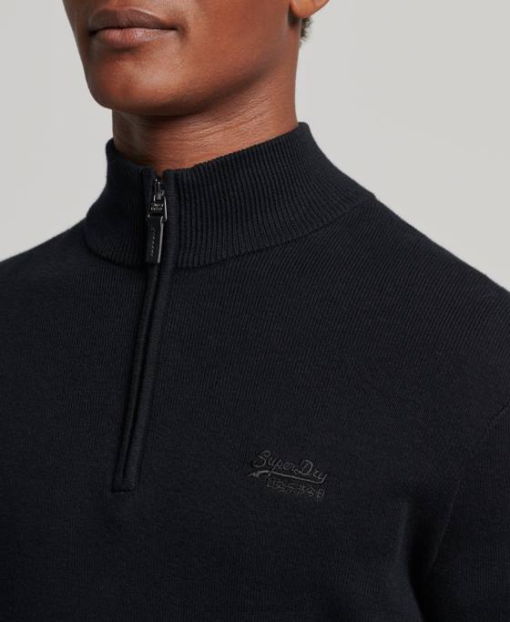 Superdry hanorac henley din bumbac organic brodat îmbrăcăminte negru bărbați JX0Z5256