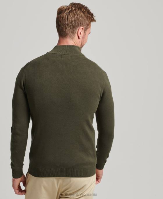 Superdry hanorac henley din bumbac organic brodat îmbrăcăminte verde bărbați JX0Z5243
