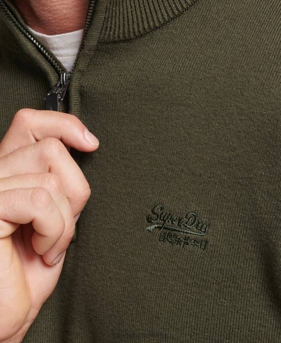 Superdry hanorac henley din bumbac organic brodat îmbrăcăminte verde bărbați JX0Z5243