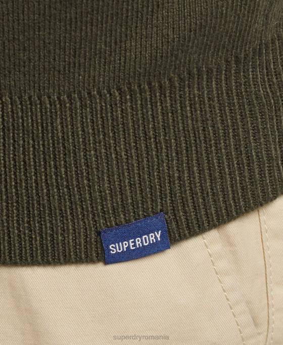 Superdry hanorac henley din bumbac organic brodat îmbrăcăminte verde bărbați JX0Z5243
