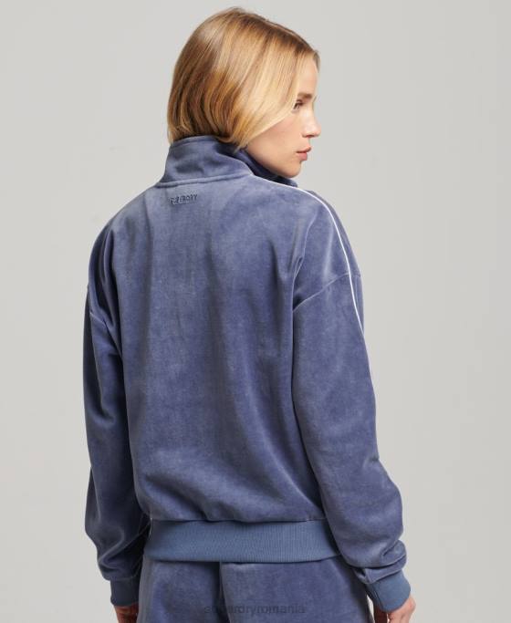 Superdry hanorac henley din velur îmbrăcăminte albastru femei JX0Z3363