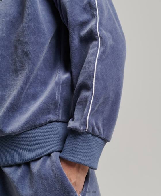 Superdry hanorac henley din velur îmbrăcăminte albastru femei JX0Z3363
