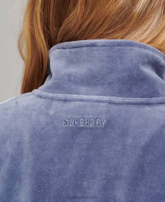 Superdry hanorac henley din velur îmbrăcăminte albastru femei JX0Z3363